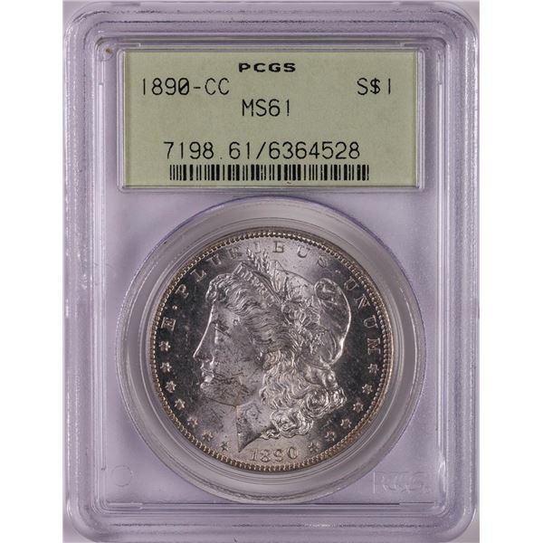 1890-CC $1 Morgan Silver Dollar Coin PCGS MS61 Old Green Holder