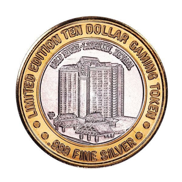 .999 Fine Silver Gold River Laughlin, Nevada $10 Limited Edition Gaming Token
