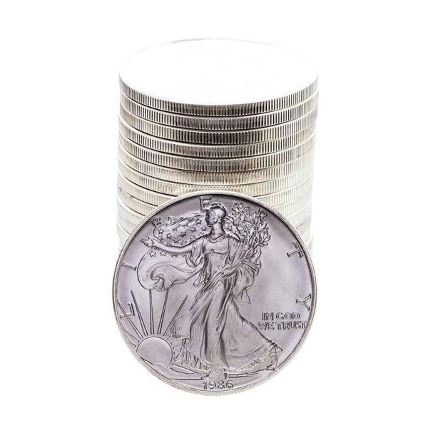 Roll of (20) Brilliant Uncirculated 1986 $1 American Silver Eagle Coins