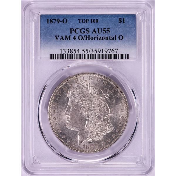 1879 VAM-4 Top 100 $1 Morgan Silver Dollar Coin PCGS AU55 O/Horizontal O