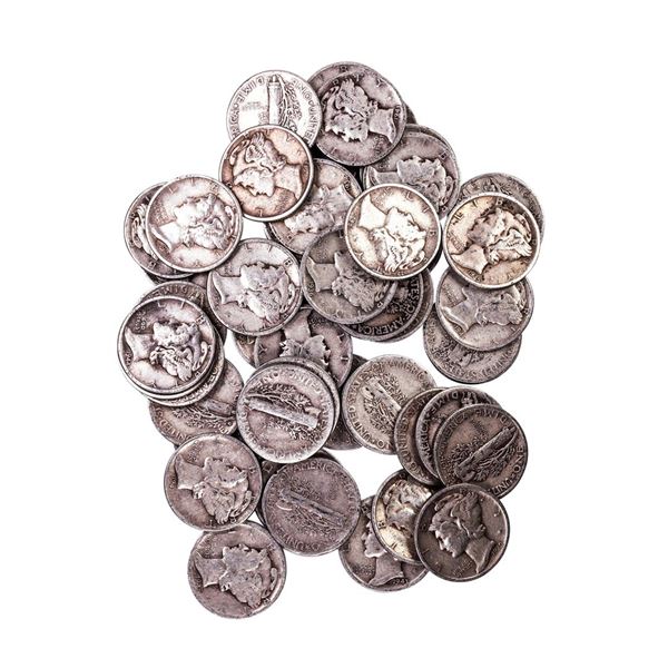 Lot of (50) Assorted Date Mercury Dime Coins