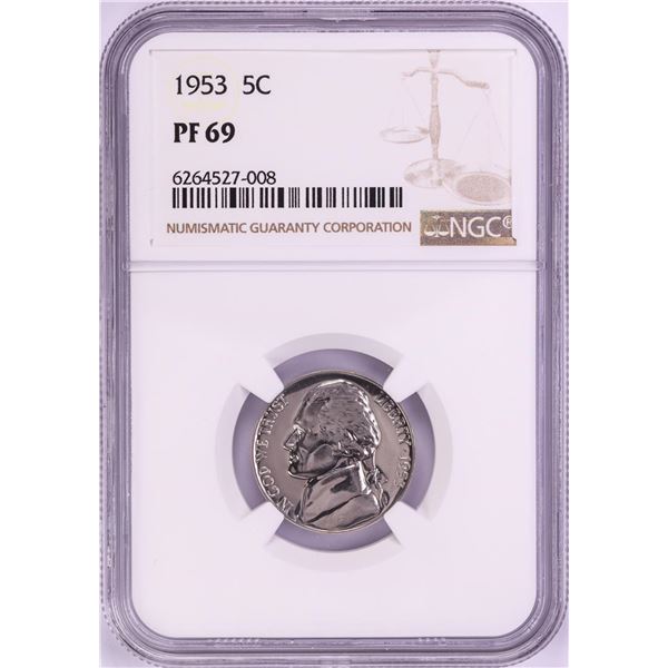 1953 Proof Jefferson Nickel Coin NGC PF69