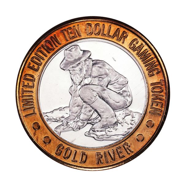 .999 Silver Gold River Laughlin, Nevada $10 Casino Limited Edition Gaming Token
