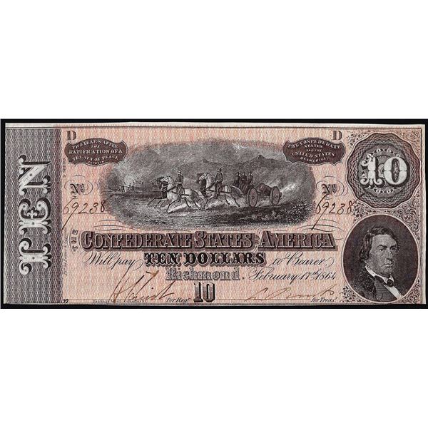 1864 $10 Confederate States of America Note
