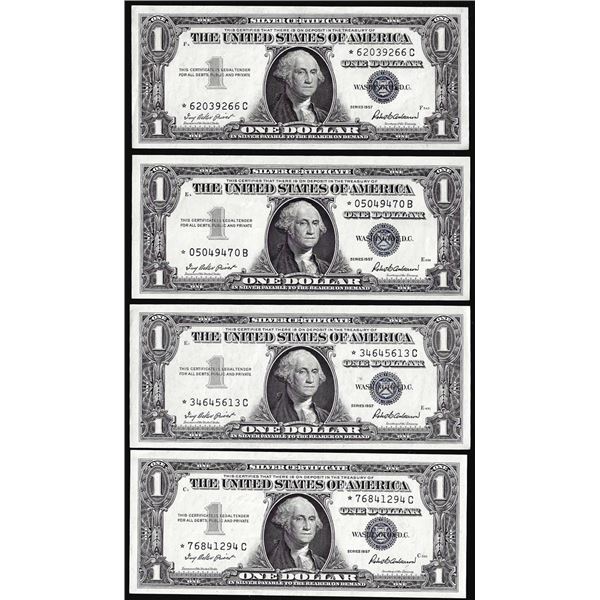 Lot of (4) Uncirculated 1957 $1 Silver Certificate Star Notes