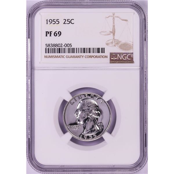 1955 Proof Washington Quarter Coin NGC PF69