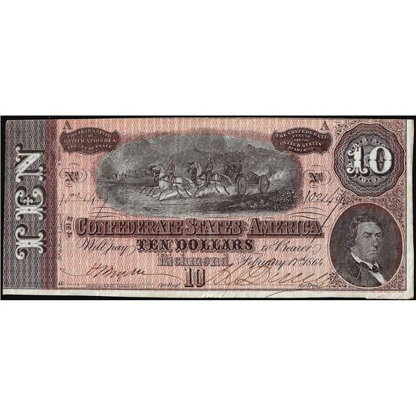 1864 $10 The Confederate States of America Note