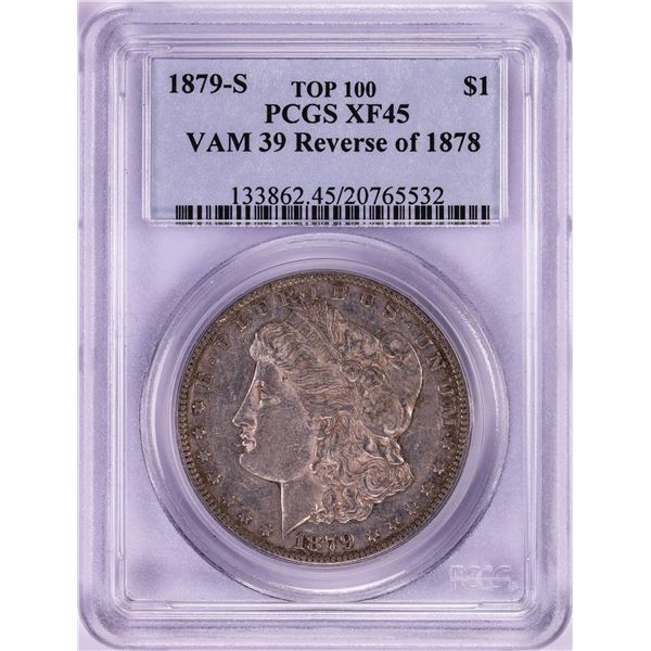 1879-S Reverse of 1878 VAM-39 Top 100 $1 Morgan Silver Dollar Coin PCGS XF45