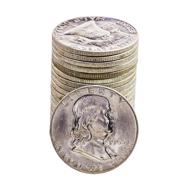 Roll of (20) Brilliant Uncirculated 1963-D Franklin Half Dollar Coins