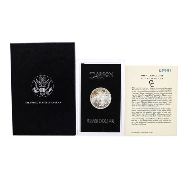 1882-CC $1 Morgan Silver Dollar Coin GSA Hoard with Box & COA Nice Toning