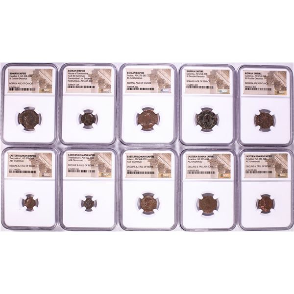 Lot of (10) Ancient Roman Empire Coins NGC Certified