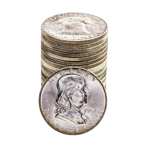 Roll of (20) Brilliant Uncirculated 1957 Franklin Half Dollar Coins