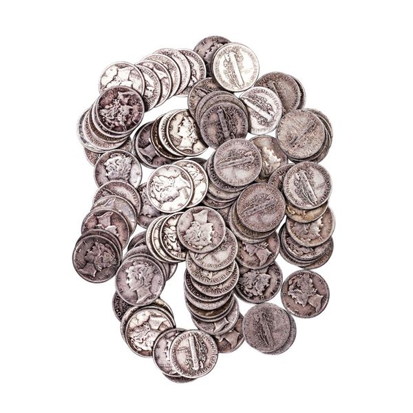 Lot of (100) Assorted Date Mercury Dime Coins
