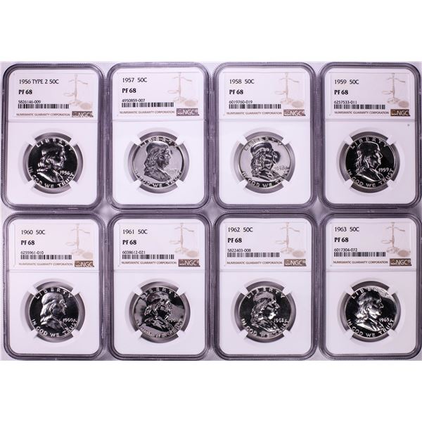 Lot of 1956-1963 Proof Franklin Half Dollar Coins NGC PF68