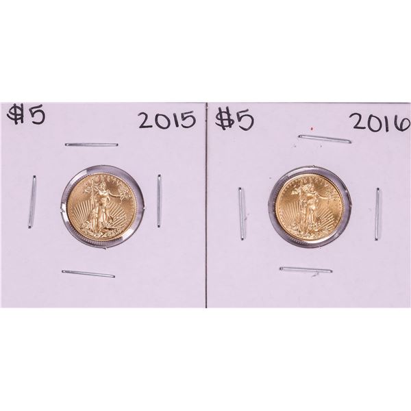 Lot of 2015-2016 $5 American Gold Eagle Coins