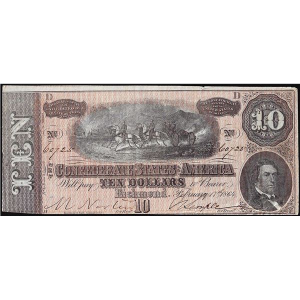 1864 $10 The Confederate States of America Note