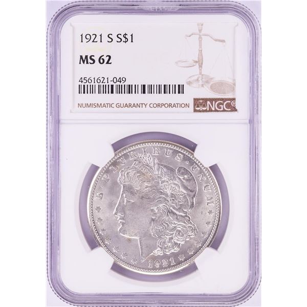 1921-S $1 Morgan Silver Dollar Coin NGC MS62