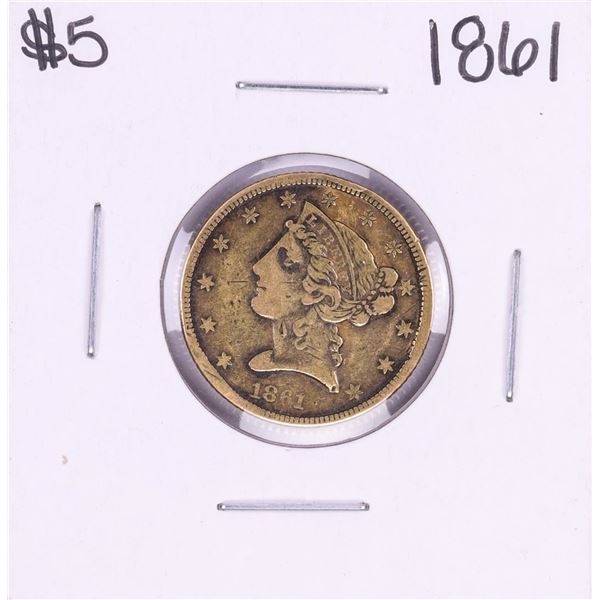 1861 $5 Liberty Head Half Eagle Gold Coin