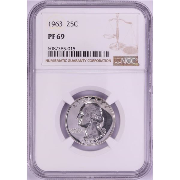 1963 Proof Washington Quarter Coin NGC PF69