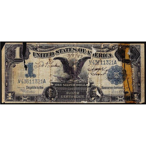 1899 $1 Black Eagle Silver Certificate Note WWII Short Snorter