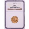 Image 1 : 1907 $5 Liberty Head Half Eagle Gold Coin NGC MS61