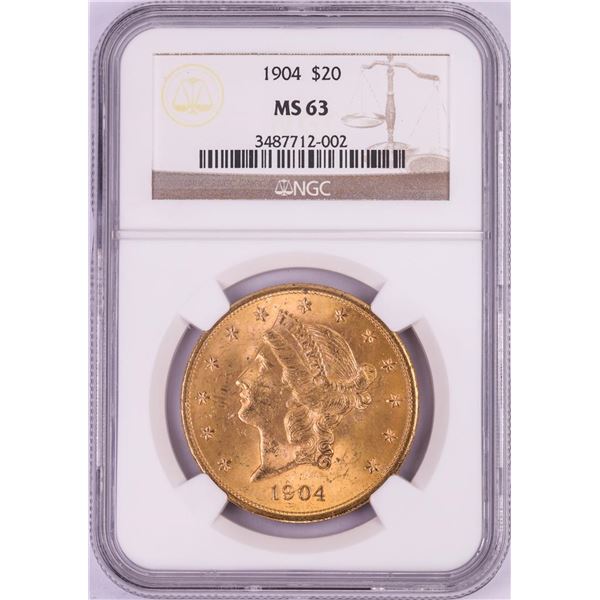 1904 $20 Liberty Head Double Eagle Gold Coin NGC MS63