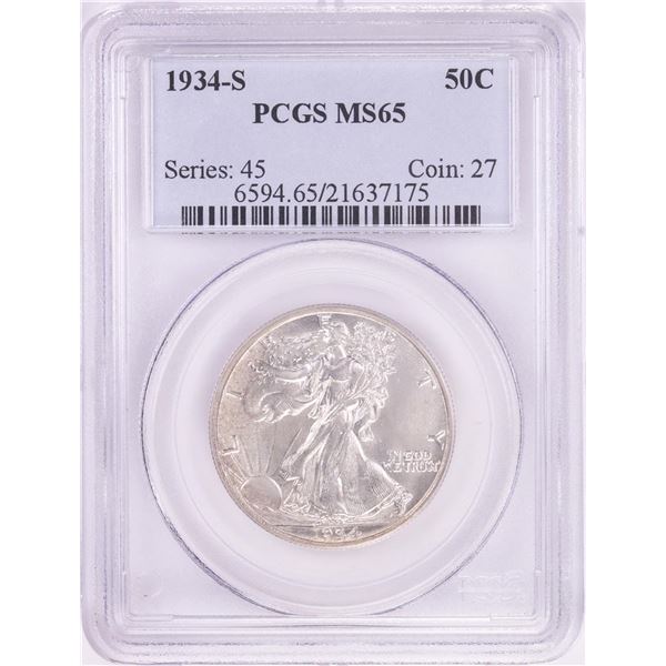 1934-S Walking Liberty Half Dollar Coin PCGS MS65