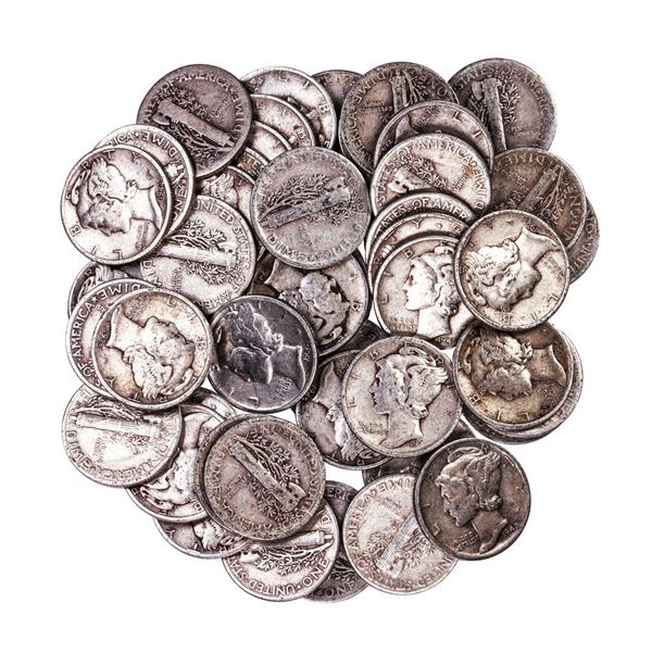 Lot of (50) Assorted Date Mercury Dime Coins