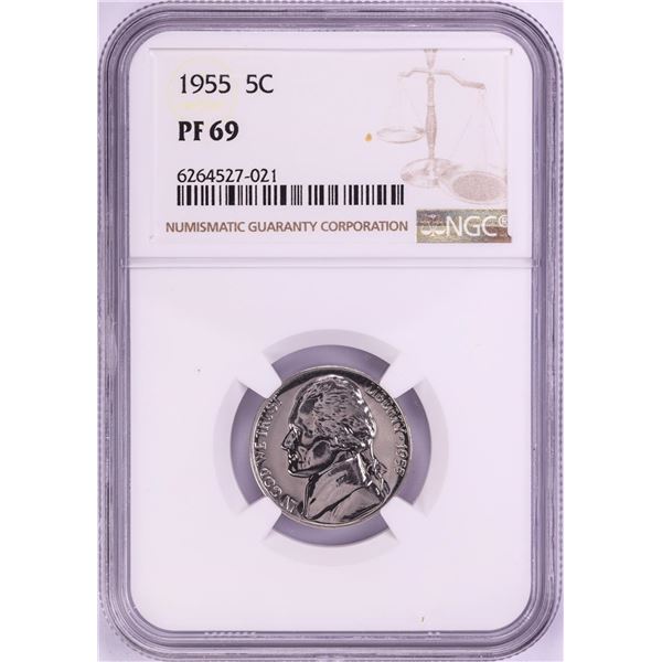 1955 Proof Jefferson Nickel Coin NGC PF69
