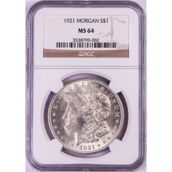 1921 $1 Morgan Silver Dollar Coin NGC MS64