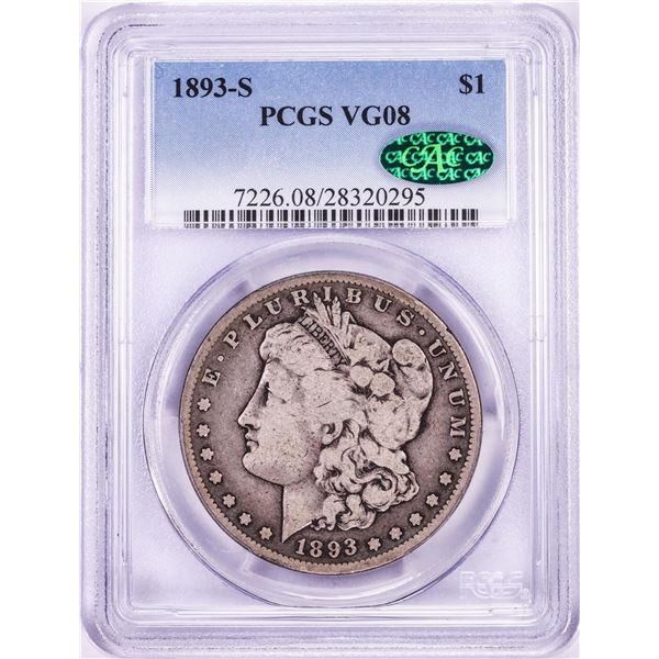 1893-S $1 Morgan Silver Dollar Coin PCGS VG08 CAC