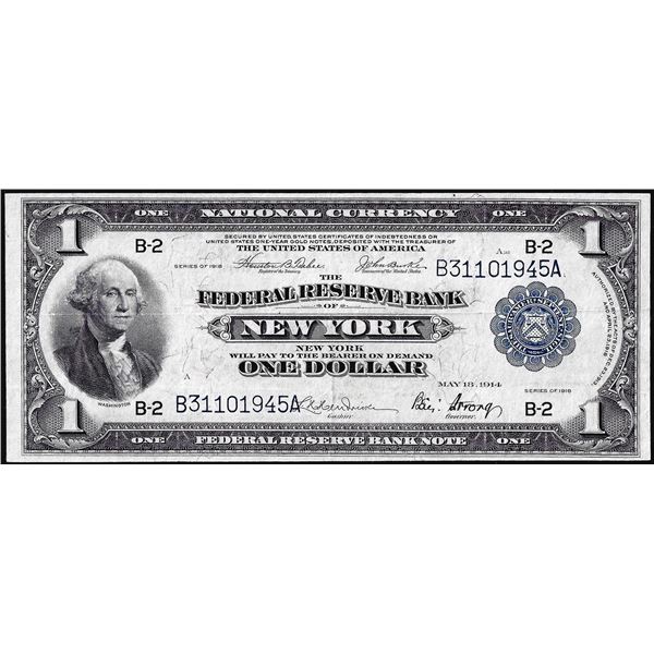 1918 $1 Federal Reserve Bank Note New York