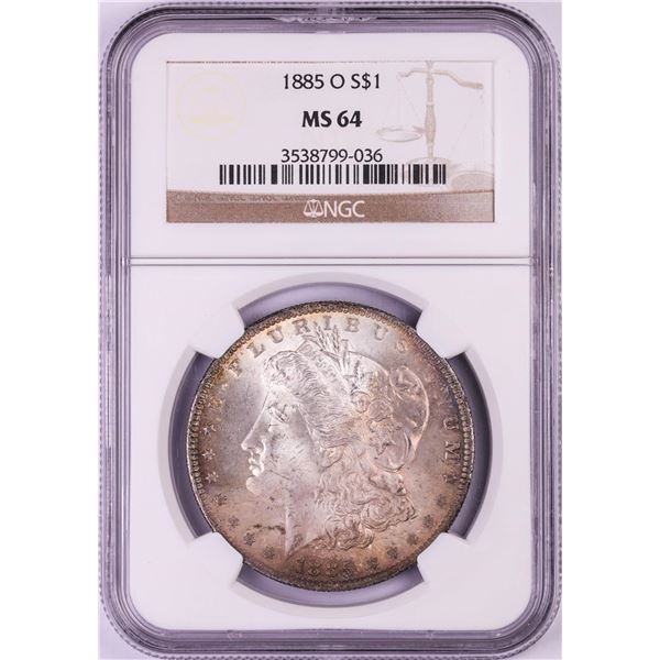 1885-O $1 Morgan Silver Dollar Coin NGC MS64 Nice Toning