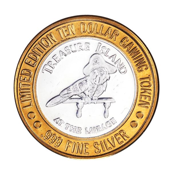 .999 Fine Silver Treasure Island Las Vegas, Nevada $10 Limited Edition Gaming Token