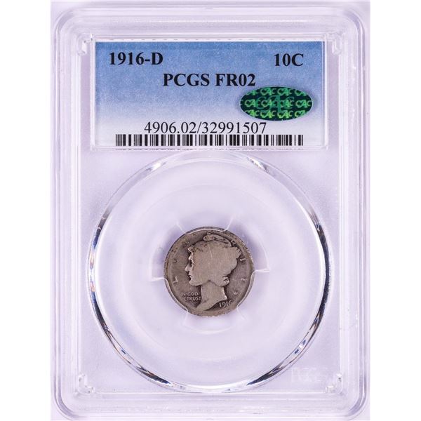 1916-D Mercury Dime Coin PCGS FR02 CAC