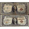 Image 1 : Lot of (2) 1935A $1 Hawaii WWII Emergency Issue Silver Certificate Notes