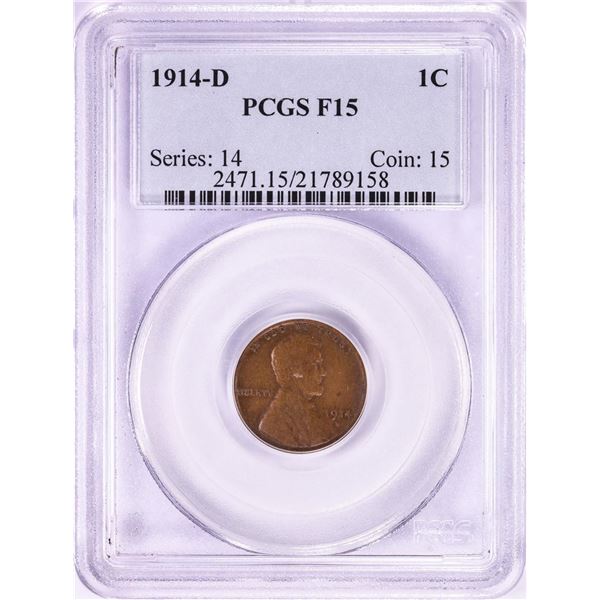 1914-D Lincoln Wheat Cent Coin PCGS F15