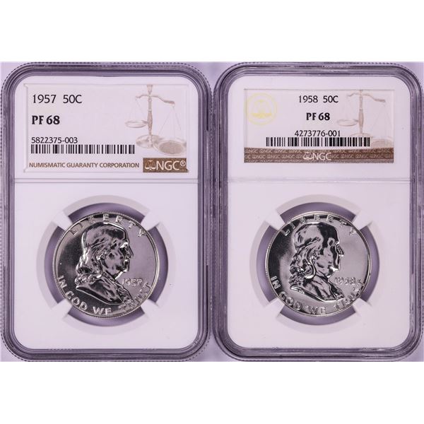 Lot of 1957-1958 Proof Franklin Half Dollar Coins NGC PF68