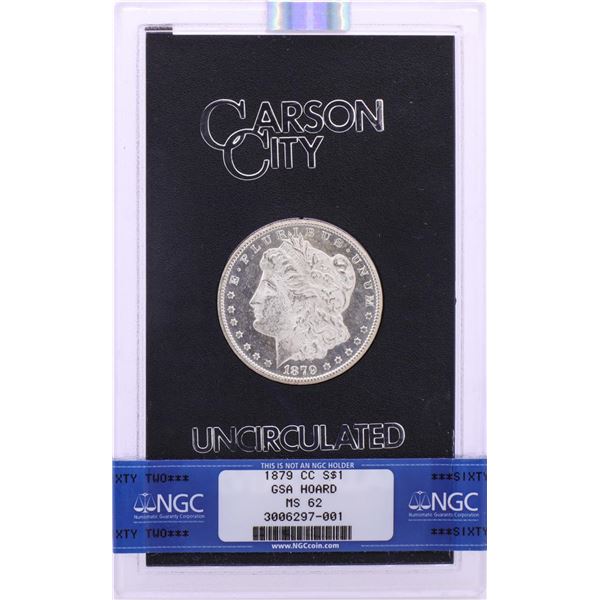 1879-CC $1 Morgan Silver Dollar Coin GSA Hoard Uncirculated NGC MS62 w/Box