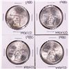 Image 1 : Lot of (4) 1980 Mexico Onza Silver Coins