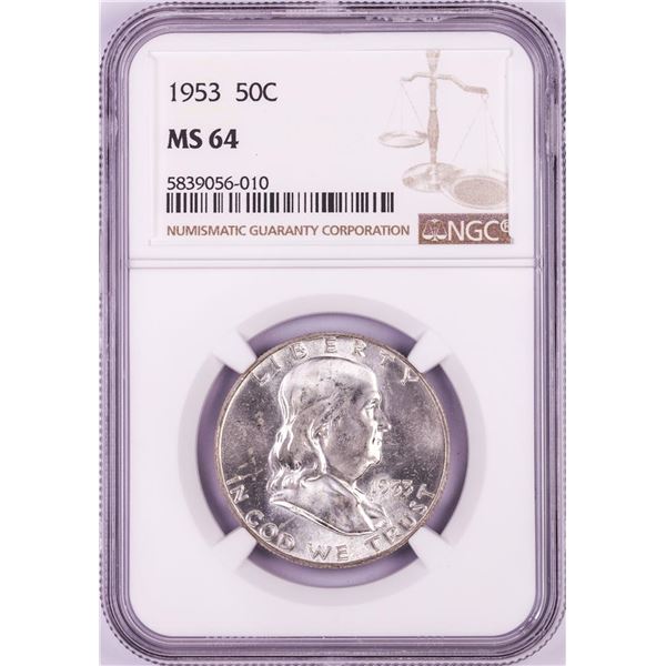1953 Franklin Half Dollar Coin NGC MS64