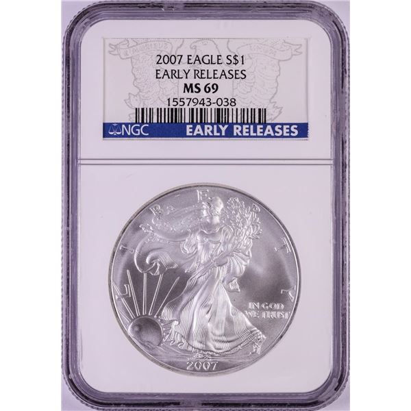 2007 $1 American Silver Eagle Coin NGC MS69 Early Releases