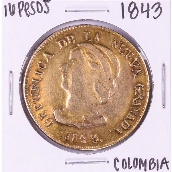 1843 Colombia 16 Pesos Gold Coin