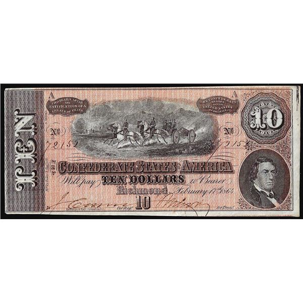 1864 $10 Confederate States of America Note