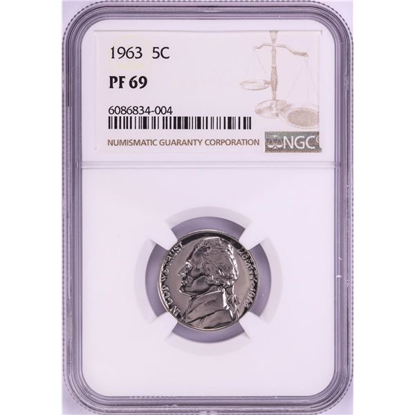 1963 Proof Jefferson Nickel Coin NGC PF69