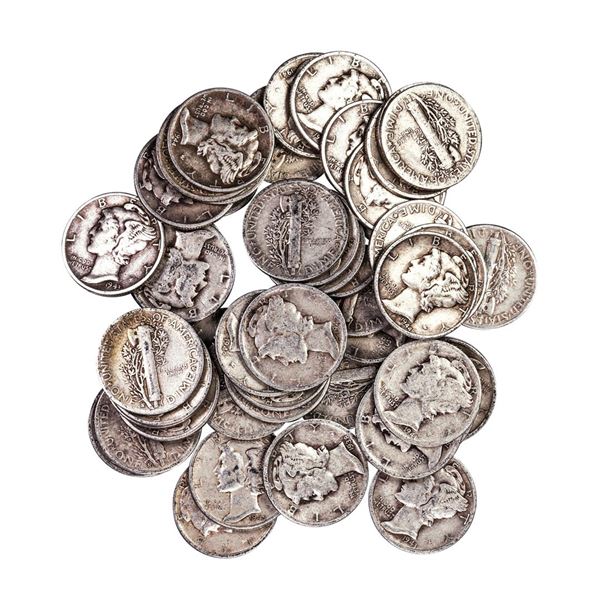Lot of (48) Assorted Date Mercury Dime Coins