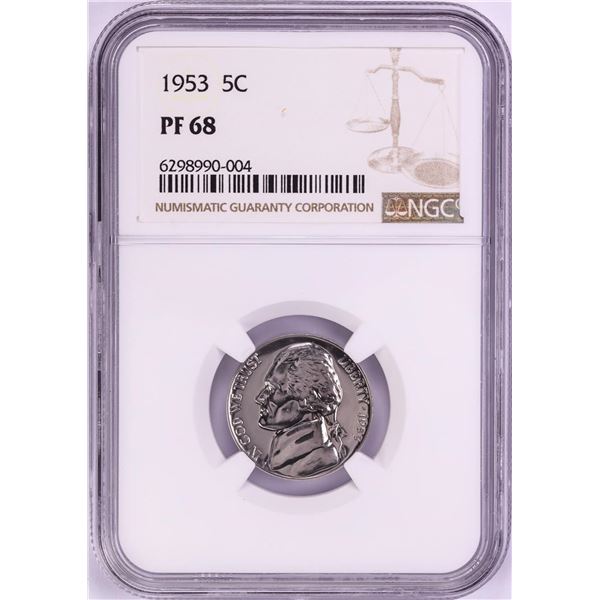 1953 Proof Jefferson Nickel Coin NGC PF68