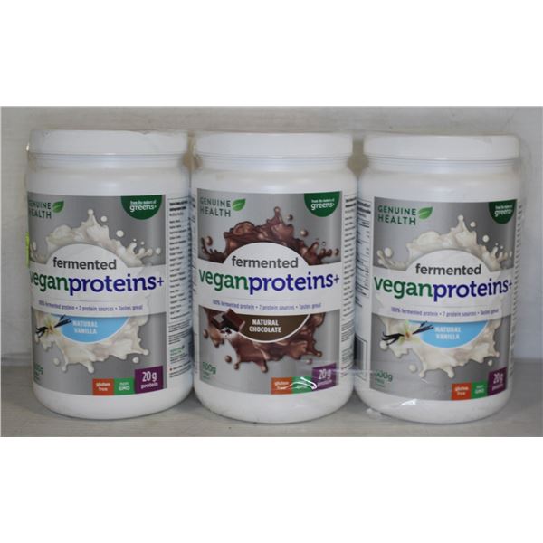 3 FERMENTED VEGAN PROTEINS 600G BOTTLES