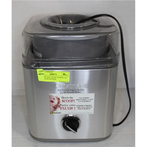 CUISINART 2 QUART SOBERT OR ICE CREAM MACHINE