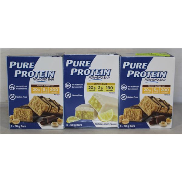 3 PACKAGES PURE PROTEIN 6-50GRAM BARS PER BOX
